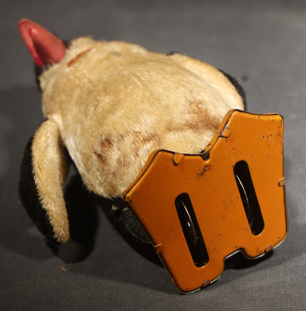 Vintage Wind-Up Plush Penguin Toy with Tin Feet and Beak, Manufactured by Modern Toys, Made in Japan, Not Tested / Not Working