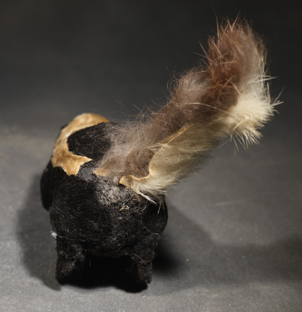 Vintage Wind-Up Plush Skunk Toy with Fur Tail, Made in Occupied Japan, Circa 1945-1952, Not Tested / Not Working