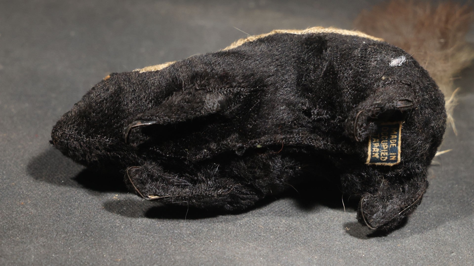Vintage Wind-Up Plush Skunk Toy with Fur Tail, Made in Occupied Japan, Circa 1945-1952, Not Tested / Not Working