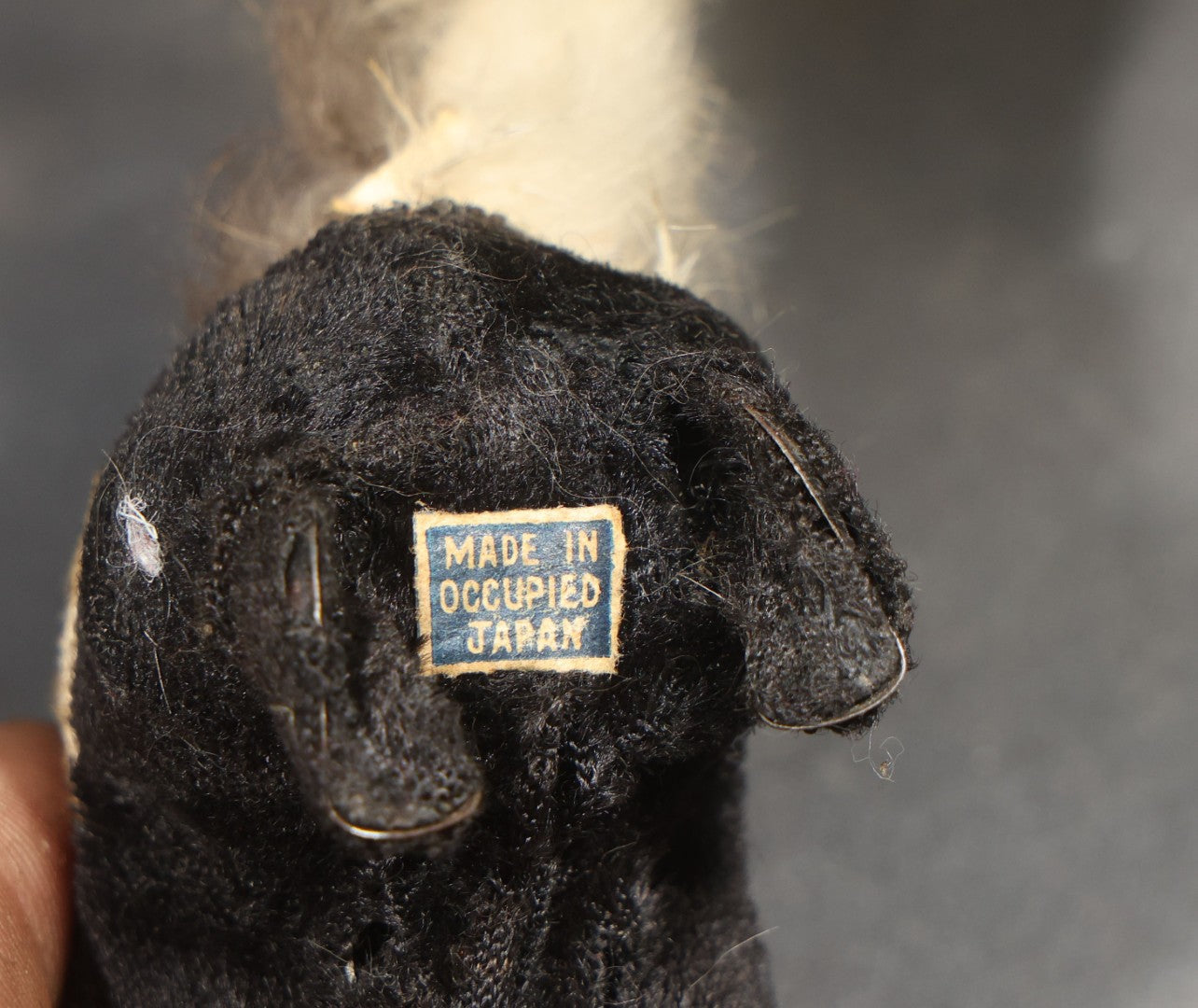 Vintage Wind-Up Plush Skunk Toy with Fur Tail, Made in Occupied Japan, Circa 1945-1952, Not Tested / Not Working