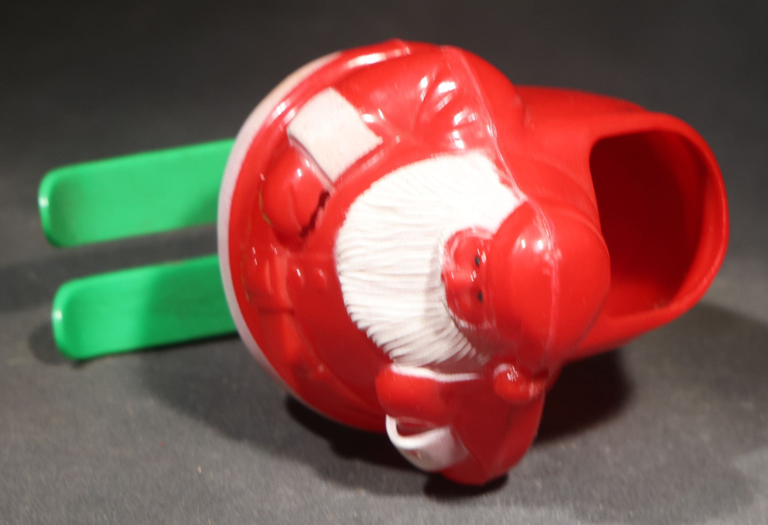 Vintage Plastic Christmas Santa Claus on Skis Candy Container, Circa 1950s, Manufactured by Rosbro Plastics, Pawtucket, Rhode Island