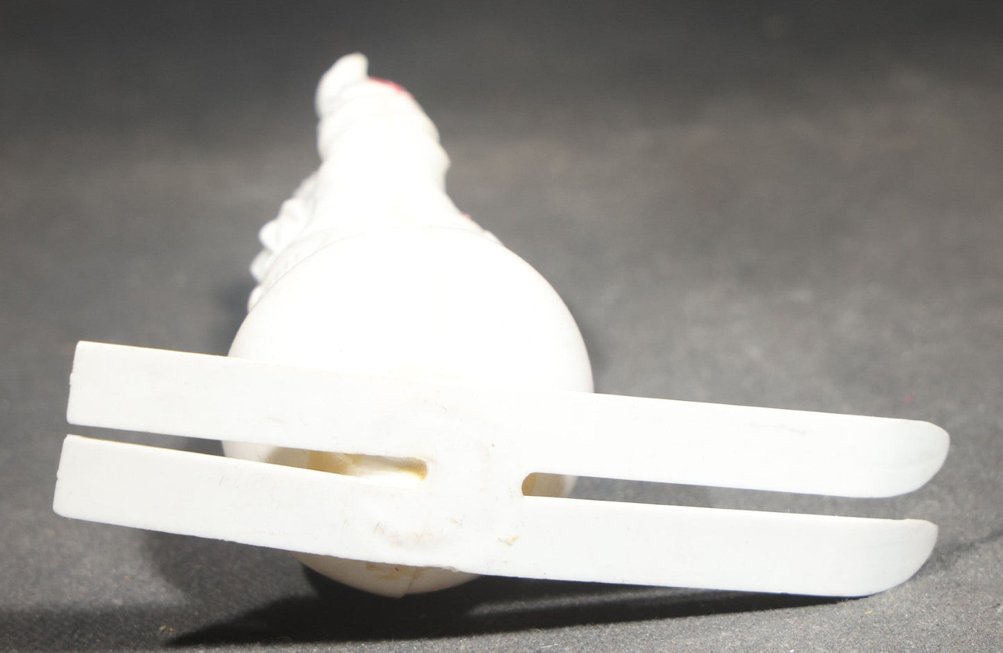 Vintage Hard Plastic Snowman on Skis Christmas Candy Container, White with Red Painted Details, Circa 1950s