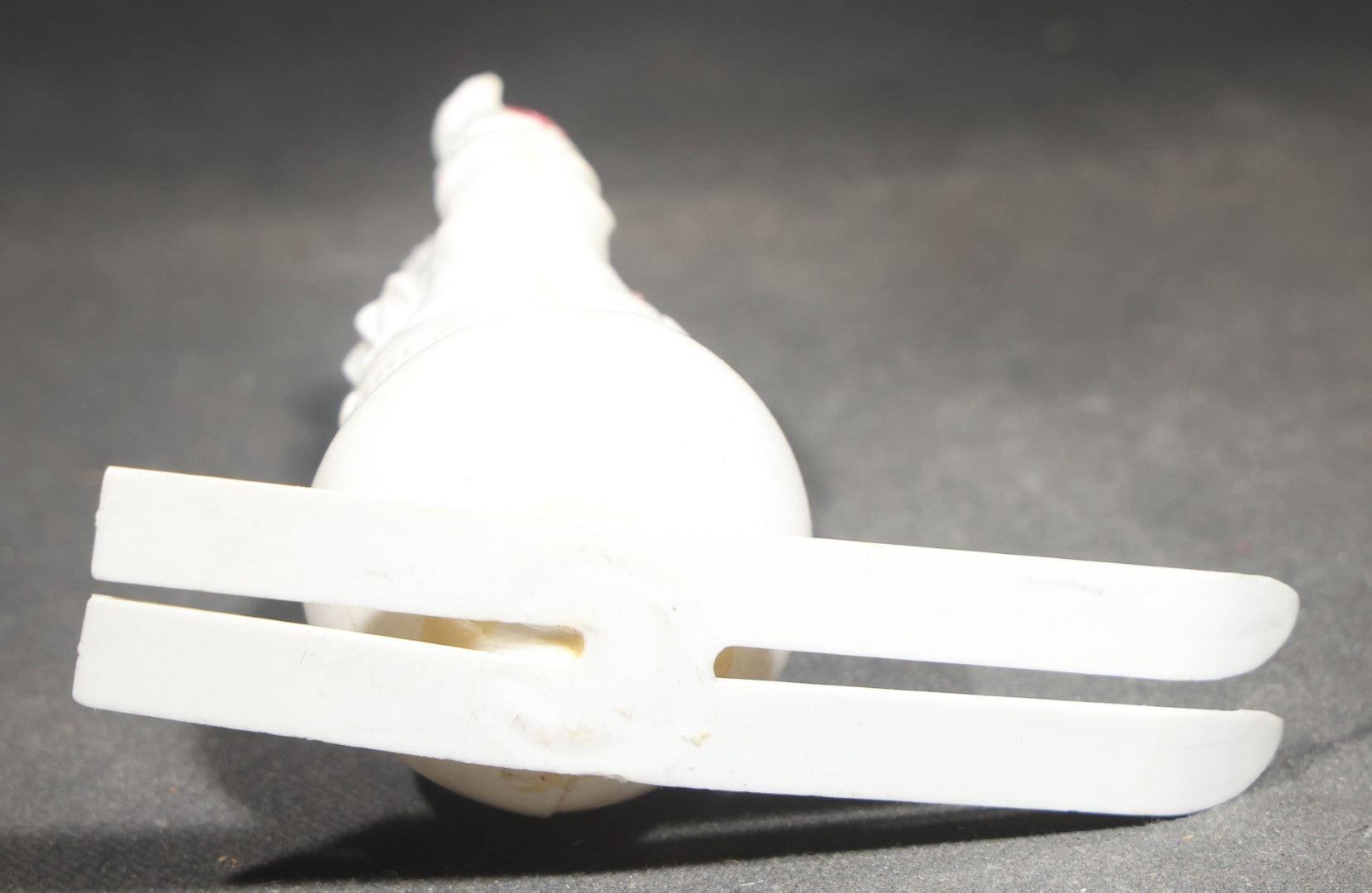 Vintage Hard Plastic Snowman on Skis Christmas Candy Container, White with Red Painted Details, Circa 1950s