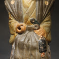 Lot 106 - Antique Japanese Clay Figural Incense Burner (Koro), Seated Man in Kimono with Open Mouth, Polychrome Painted, 5" H