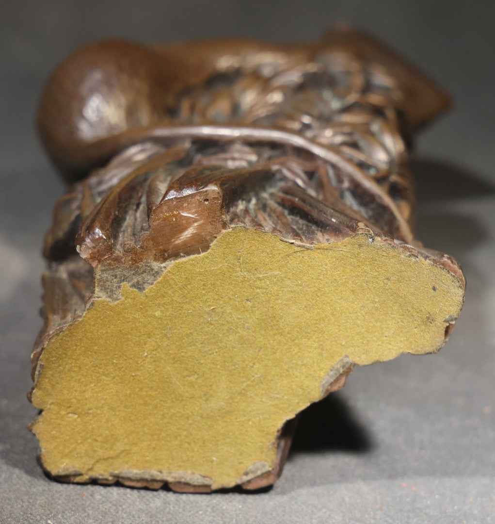 Vintage Cast Resin Field Mouse Figure on a Sheaf of Grain with Leaves, by Richard Fisher