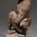 Lot 113 - Vintage Carved Wood Bear Figurine, Mother Bear Spanking Cub, Bottle Stopper or Topper, 3" H