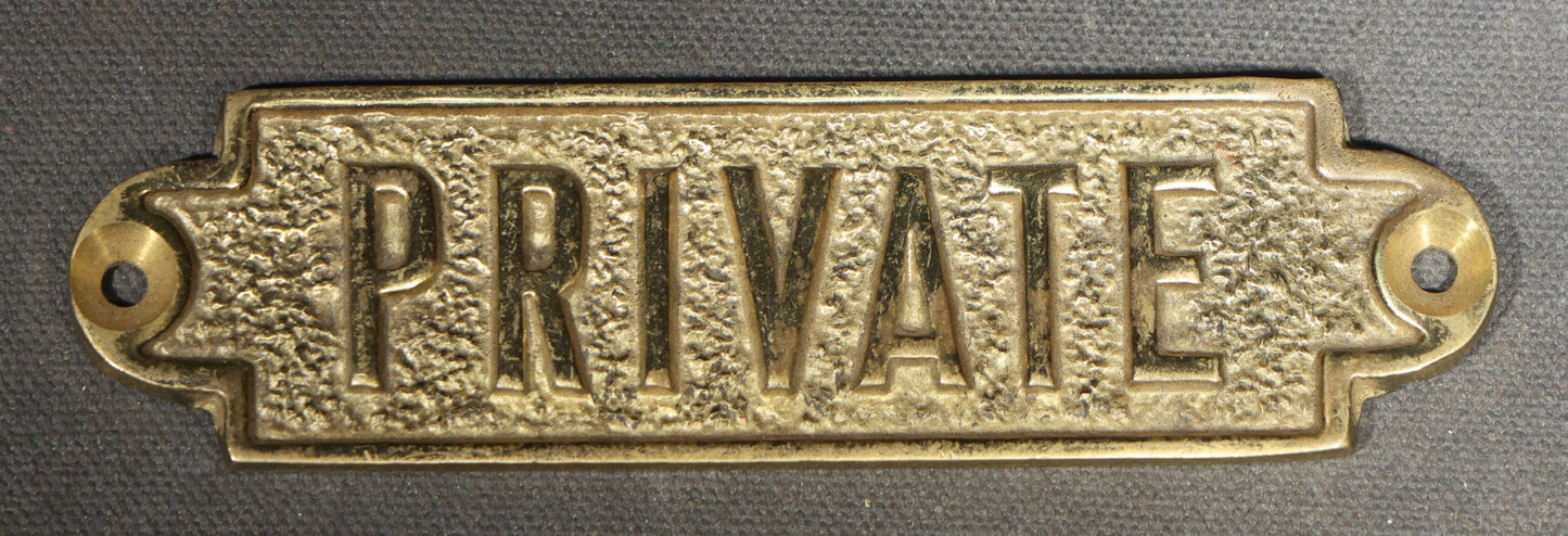 Vintage Brass "PRIVATE" Door Plaque