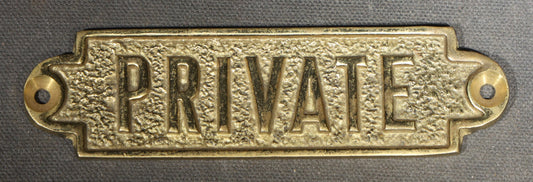 Vintage Brass "PRIVATE" Door Plaque