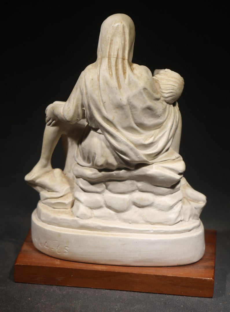Vintage Michelangelo "Pieta" Souvenir Figurine from the 1964-65 New York World's Fair Vatican Pavilion on Wood Base, Chipped