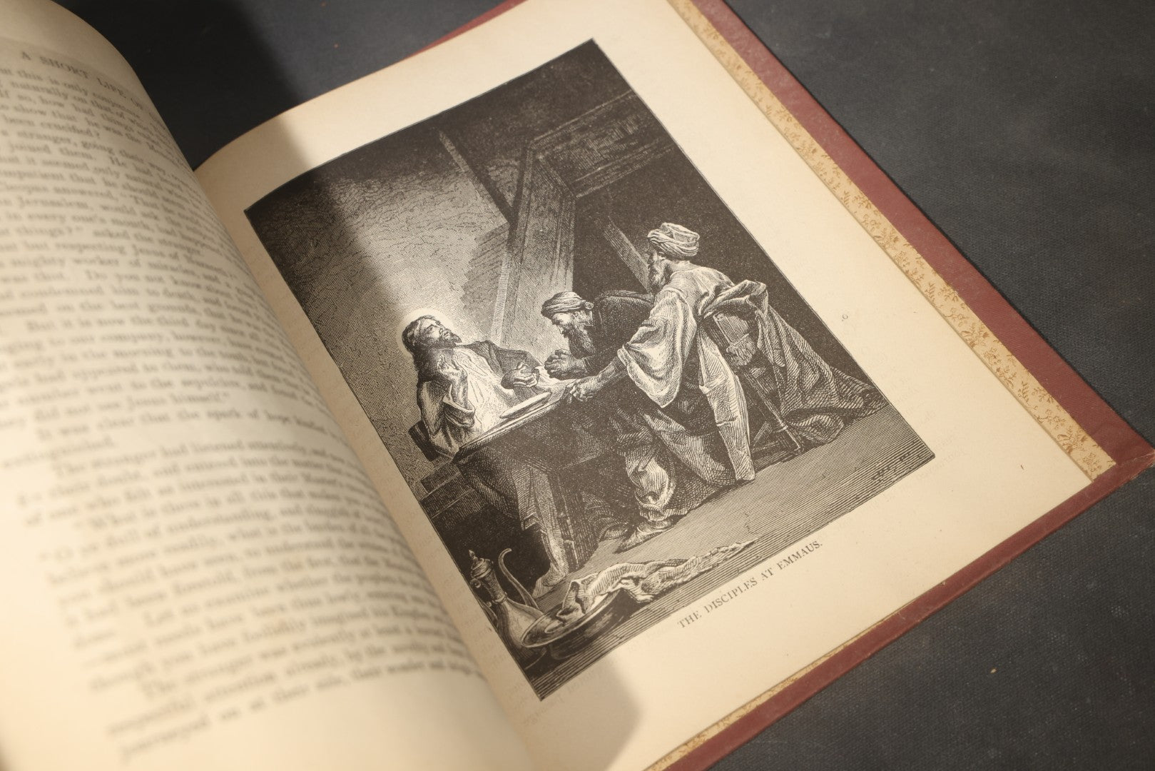 "A Short Life of Christ for the Young" Antique Illustrated Religious Book by Cunningham Geikie, D.D., with 100 Full-Page Engravings by Alexandre Bida, Published by Henry Neil, Philadelphia, Pennsylvania, Poor Condition