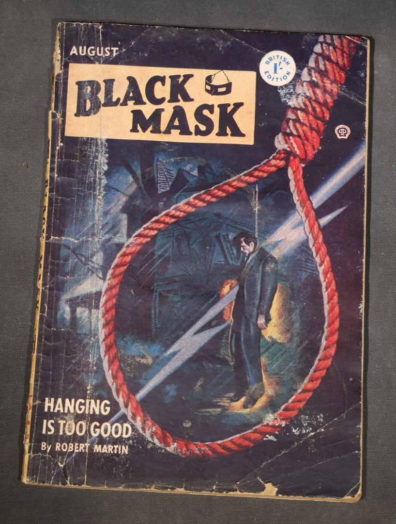 Vintage "Black Mask" Pulp Detective Magazine, Vol. VI, No. 7, British Edition, August 1948, Published by Atlas Publishing and Distributing Co. Ltd., London