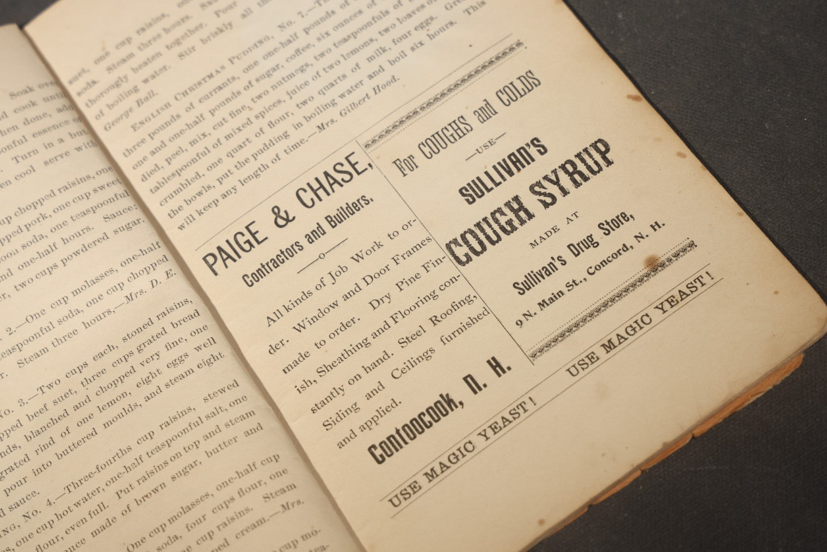 "The Autograph Cook Book" Antique Community Cookbook Booklet, Compiled by The Ladies of the M.E. Church, Printed by W.F. Fuller, Contoocook, New Hampshire, 1899, Poor Condition