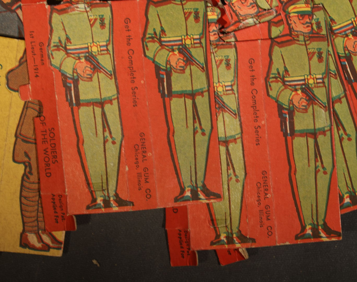 Vintage "Soldiers of the World" Die-Cut Cardboard Stand-Up Military Figures, 20+ Pieces including Officer Series, Manufactured by General Gum Co., Chicago, Illinois, Circa 1930s