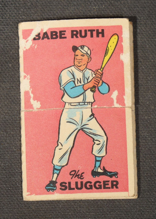 Vintage 1966 Topps Comic Book Foldees Card No. 12, Wonder Woman "The Amazon," Wanda "The Witch," and Babe Ruth "The Slugger," with D.C. Comics Character Portraits, National Periodical Publications Inc.