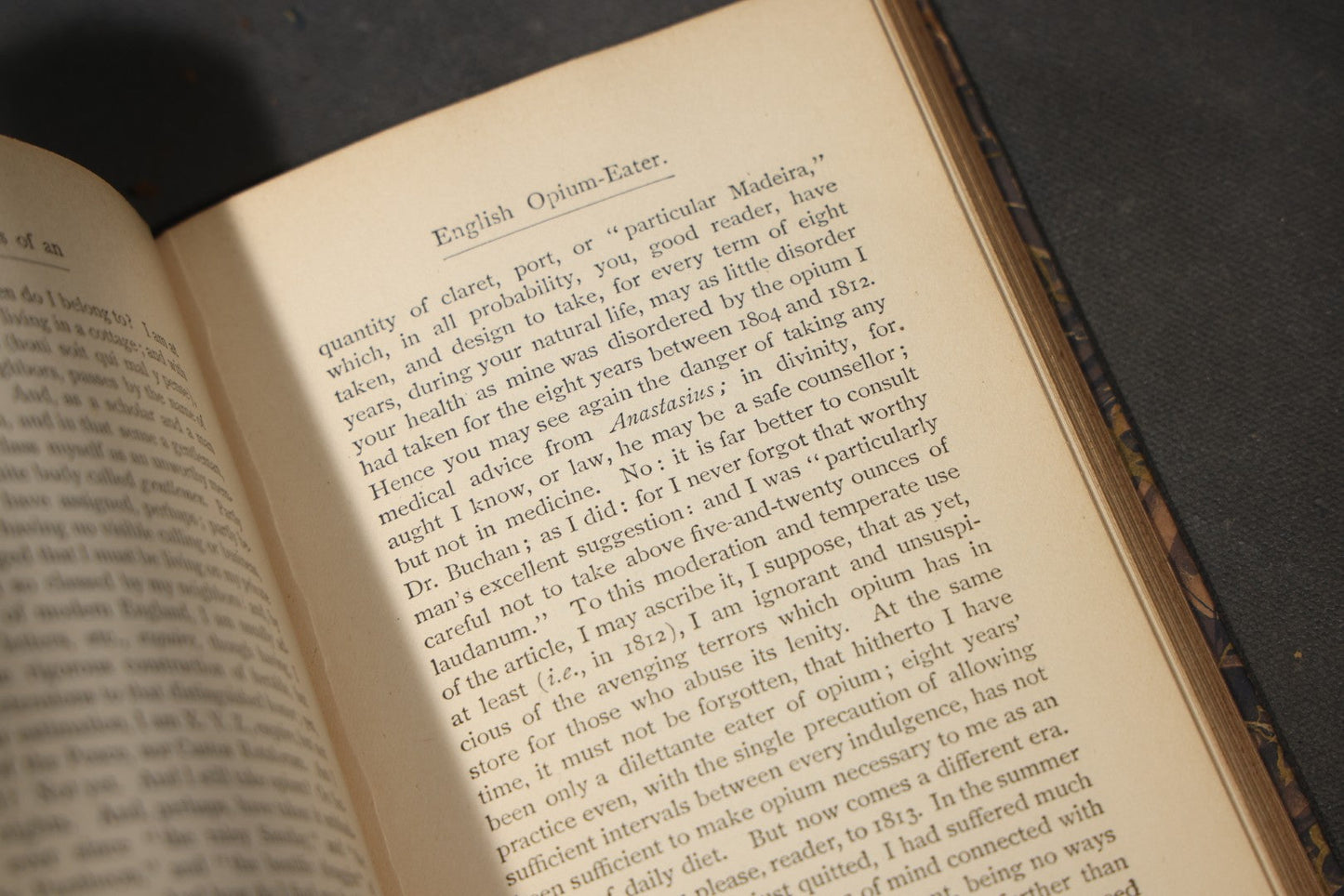 "Confessions of an English Opium-Eater" Antique Book by Thomas De Quincey, Edited by Richard Garnett, with Frontispiece Portrait, Published by Hurst & Company, New York