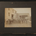 Lot 127 - Antique Board-Mounted Occupational Photograph of 11 Mill Workers and Two Horses, Pencil-Inscribed "George Burnham - Mill"