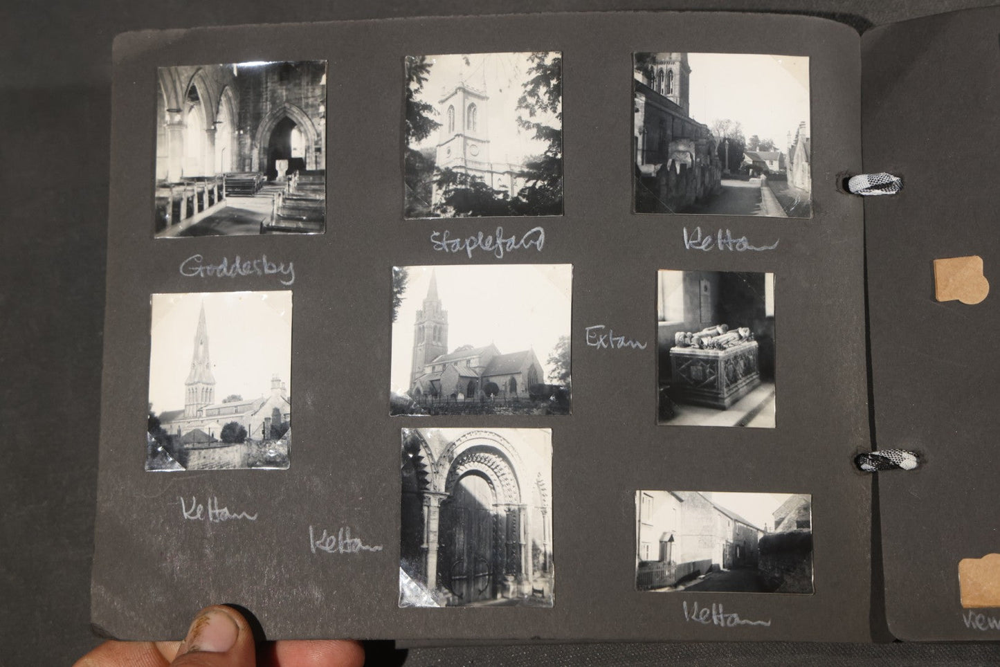 Vintage Snapshot Photo Album Containing 200+ Photographs, English and French Travel, Churches, Villages, Chartres Cathedral, Leicestershire, and French Countryside, Circa 1940s-1950s