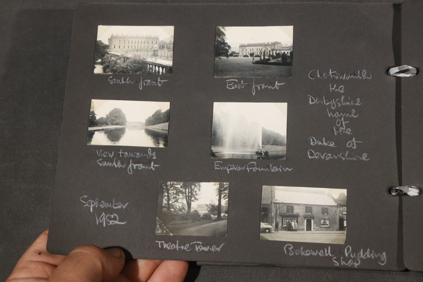 Vintage Snapshot Photo Album Containing 200+ Photographs, English and French Travel, Churches, Villages, Chartres Cathedral, Leicestershire, and French Countryside, Circa 1940s-1950s