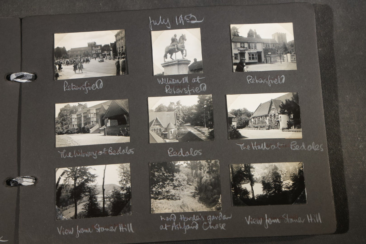 Vintage Snapshot Photo Album Containing 200+ Photographs, English and French Travel, Churches, Villages, Chartres Cathedral, Leicestershire, and French Countryside, Circa 1940s-1950s