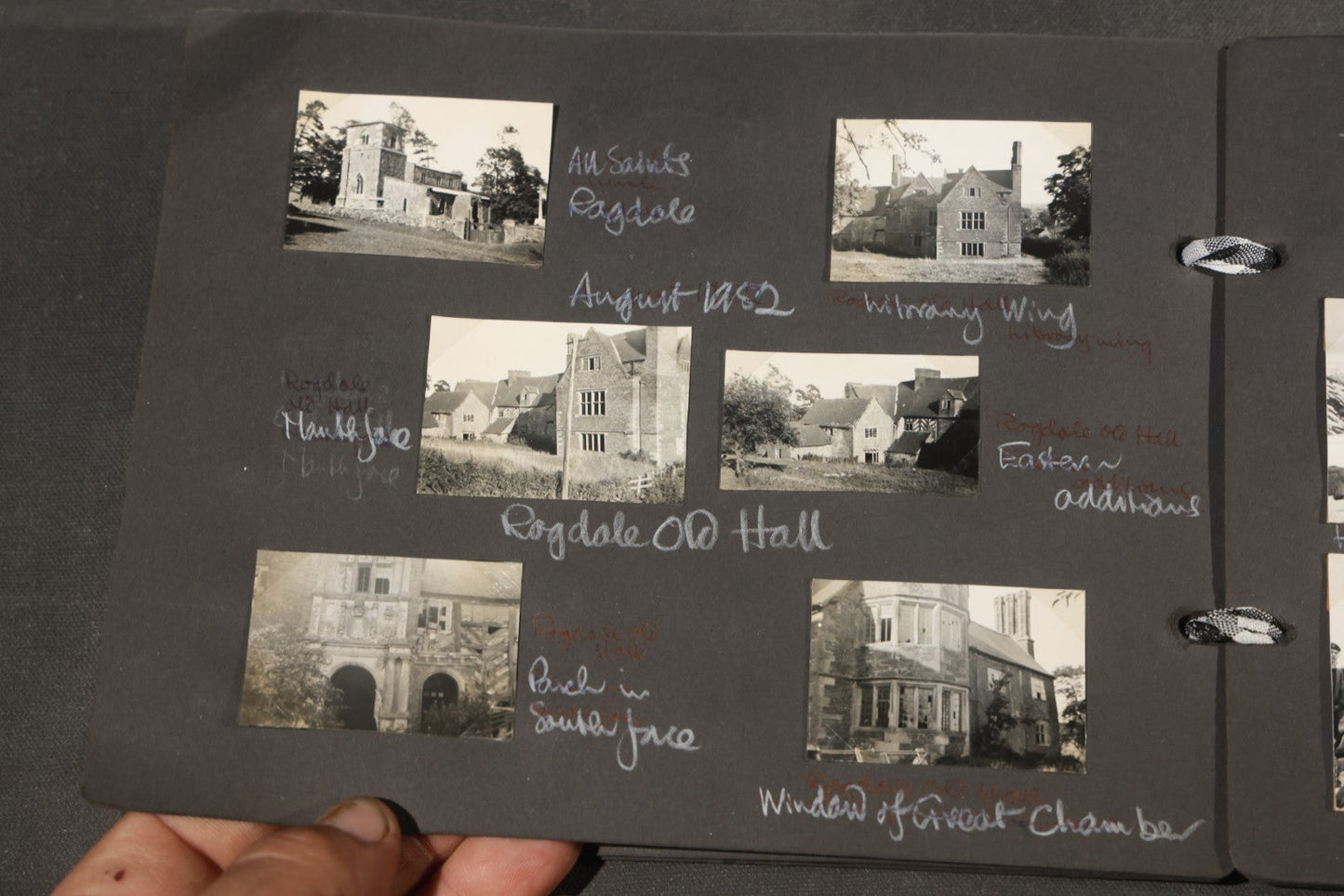 Vintage Snapshot Photo Album Containing 200+ Photographs, English and French Travel, Churches, Villages, Chartres Cathedral, Leicestershire, and French Countryside, Circa 1940s-1950s
