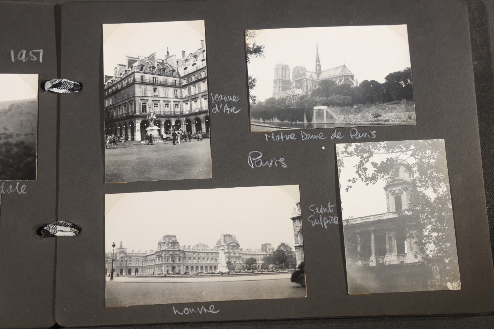 Vintage Snapshot Photo Album Containing 200+ Photographs, English and French Travel, Churches, Villages, Chartres Cathedral, Leicestershire, and French Countryside, Circa 1940s-1950s