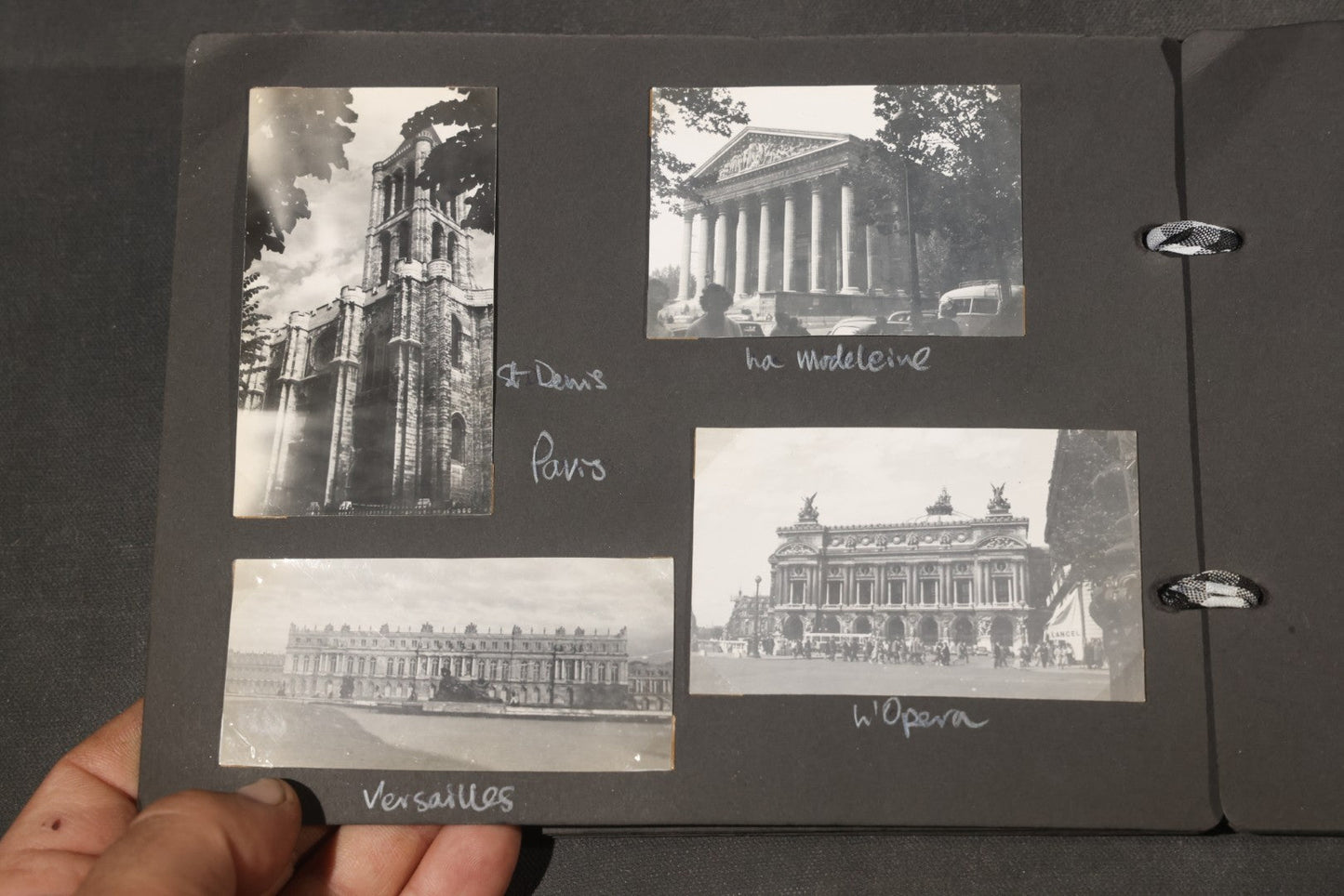 Vintage Snapshot Photo Album Containing 200+ Photographs, English and French Travel, Churches, Villages, Chartres Cathedral, Leicestershire, and French Countryside, Circa 1940s-1950s