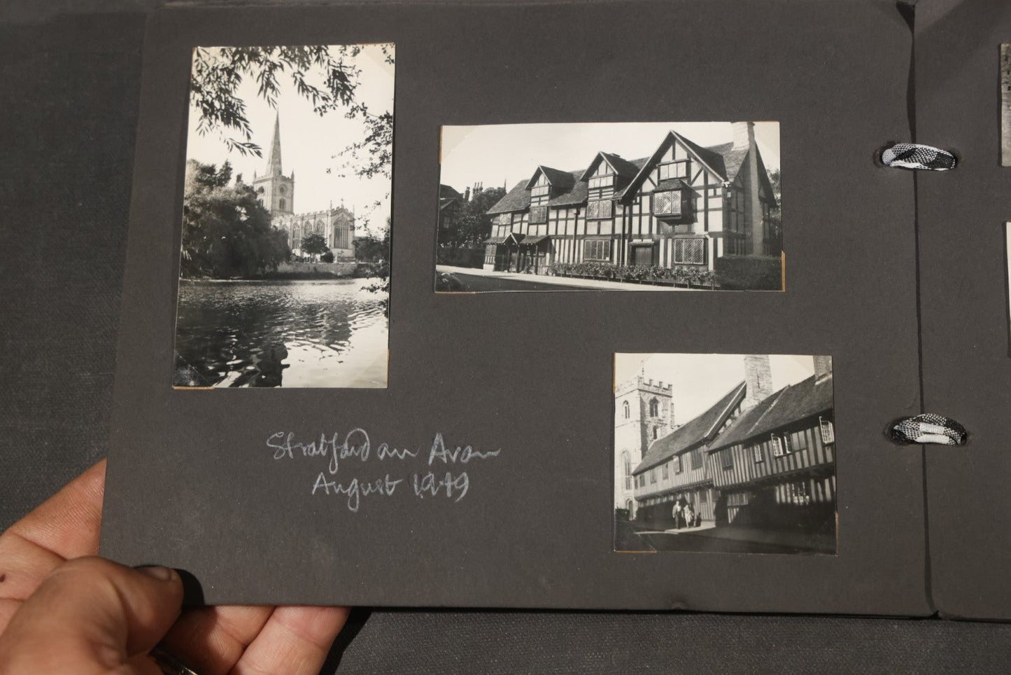 Vintage Snapshot Photo Album Containing 200+ Photographs, English and French Travel, Churches, Villages, Chartres Cathedral, Leicestershire, and French Countryside, Circa 1940s-1950s