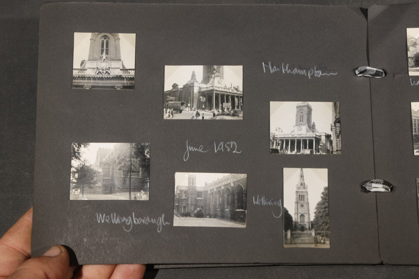 Vintage Snapshot Photo Album Containing 200+ Photographs, English and French Travel, Churches, Villages, Chartres Cathedral, Leicestershire, and French Countryside, Circa 1940s-1950s