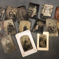 Lot 134 - Grouping of 15 Antique Tintype Photographs Including Man in Top Hat with Cane, Group of Women in White Dresses and Hats, Seated Couples, and Paper-Matted Portrait of a Seated Woman