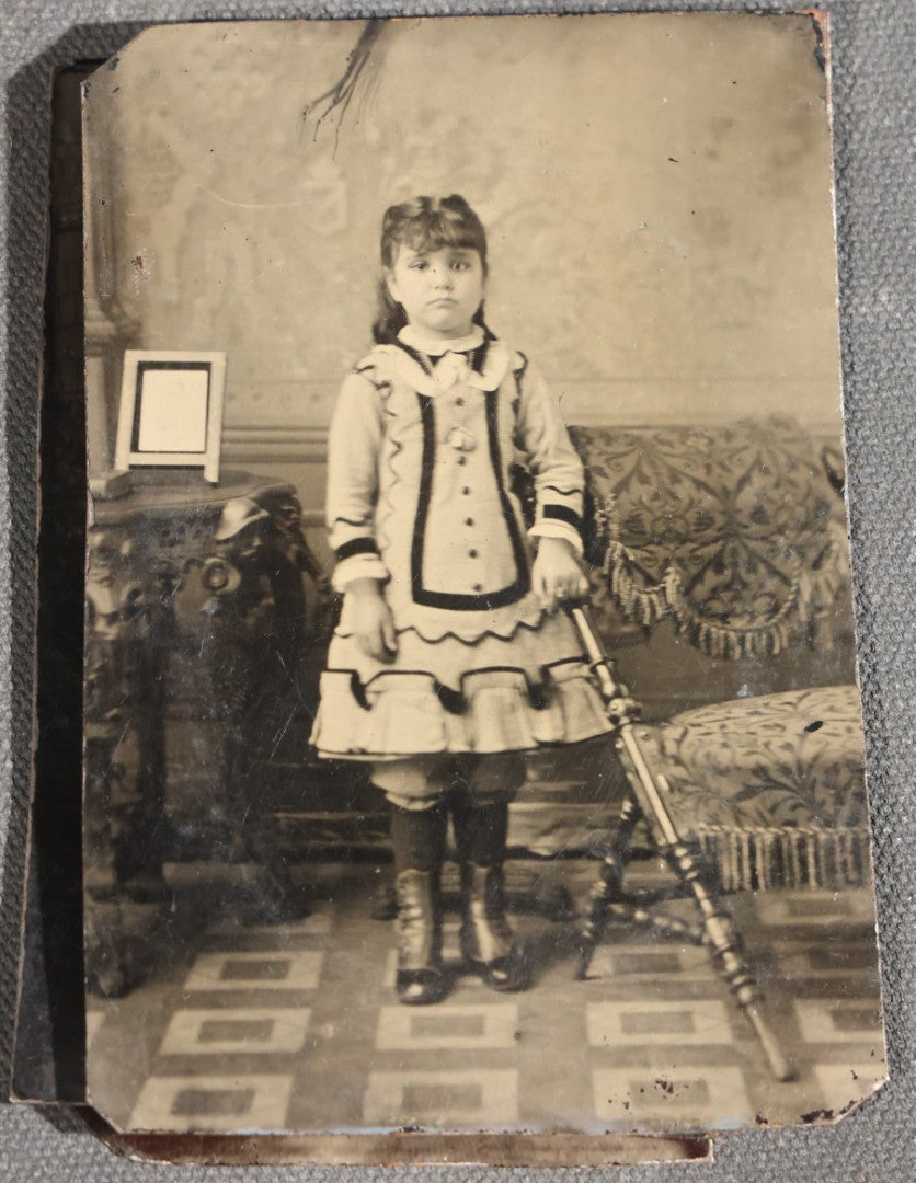 Grouping of 11 Antique Tintype Photographs, Portraits of Men, Women, Children, Couples, and Family Groups