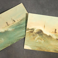 Lot 141 - Pair of Antique Tinted Photographs of S.S. Starr in Gale Off Seward, Alaska, Steamship in Heavy Seas, Photographed by Otto C. Schallerer