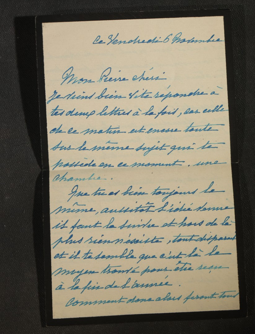 Pair of Antique French Mourning Correspondence with Black-Bordered Envelopes and Letters, Addressed to Gonfaron, Var and Chateaudun, Circa 1890s-1907