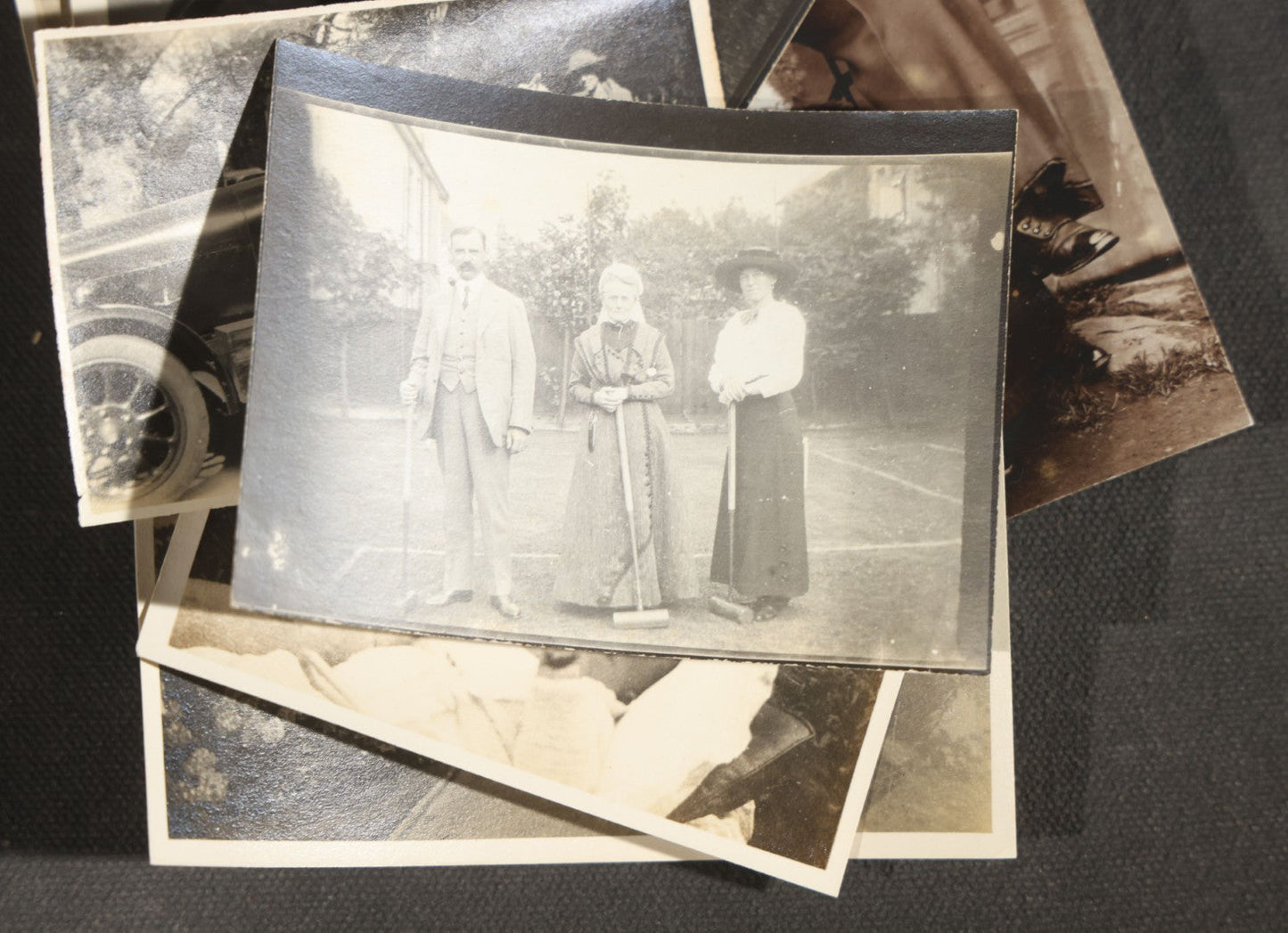 Grouping of 15 Antique and Vintage Snapshot Photographs, Family Portraits, Children, Baby, Couples, and Automobile