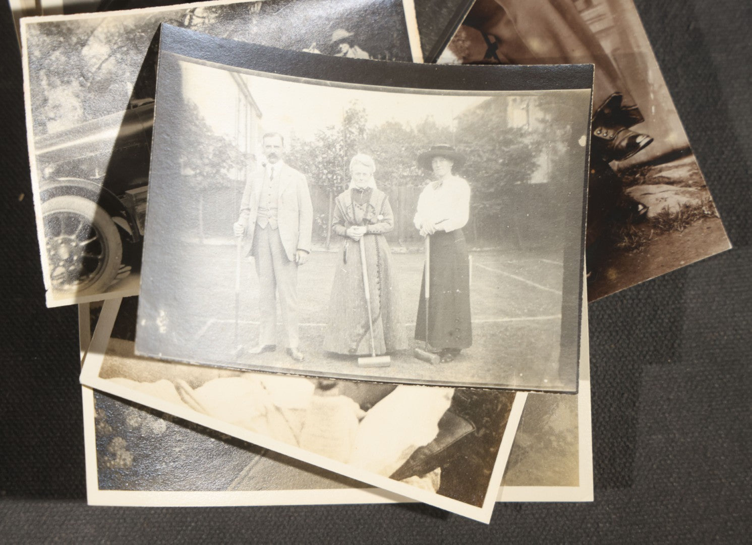 Grouping of 15 Antique and Vintage Snapshot Photographs, Family Portraits, Children, Baby, Couples, and Automobile