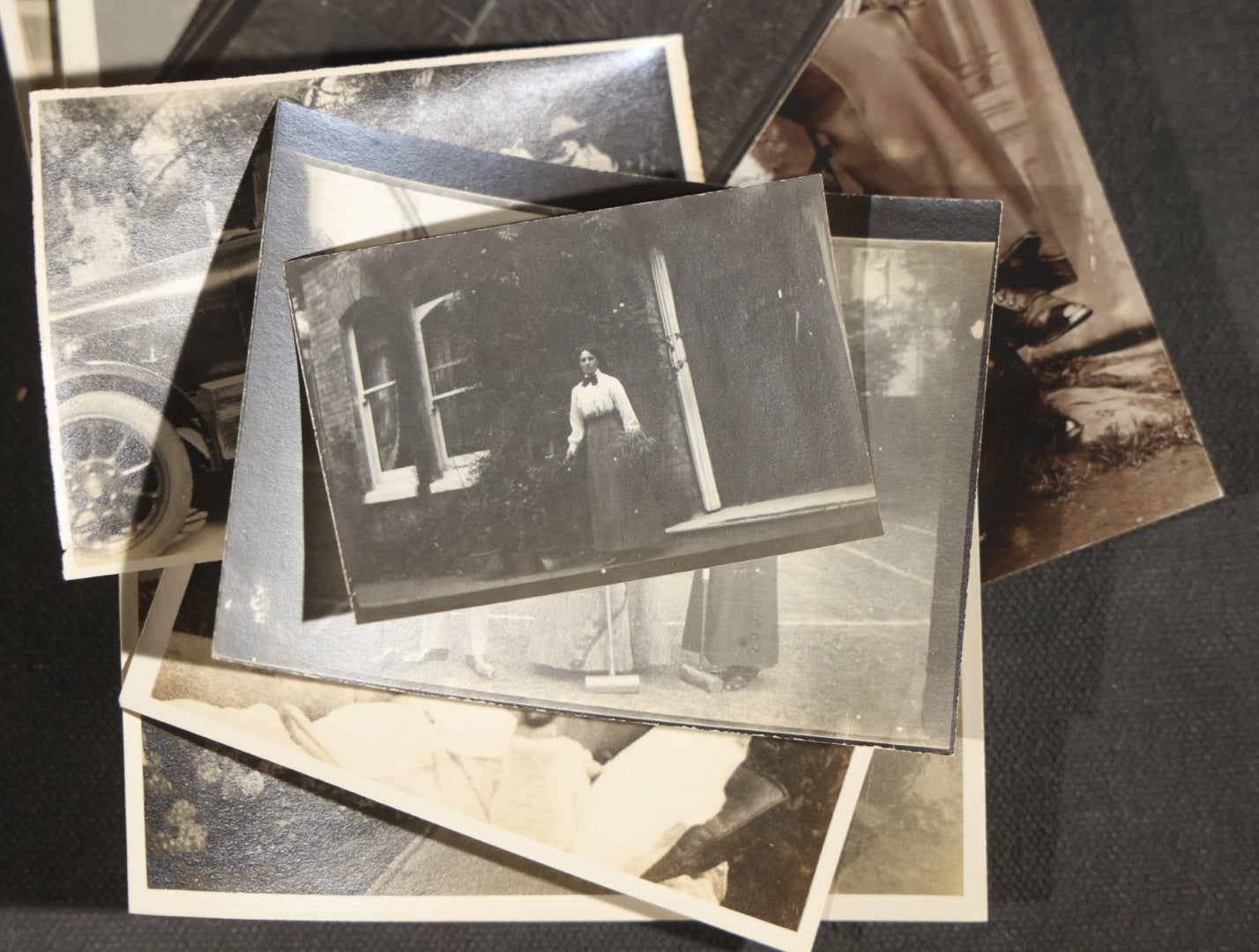 Grouping of 15 Antique and Vintage Snapshot Photographs, Family Portraits, Children, Baby, Couples, and Automobile