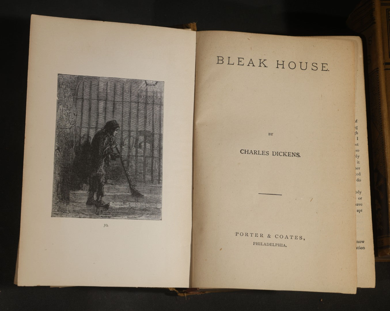 Trio of Antique "Dickens' Works" Illustrated Books including "The Pickwick Club," "Bleak House," and "A Tale of Two Cities," Published by Porter & Coates, Philadelphia, Pennsylvania, Poor Condition