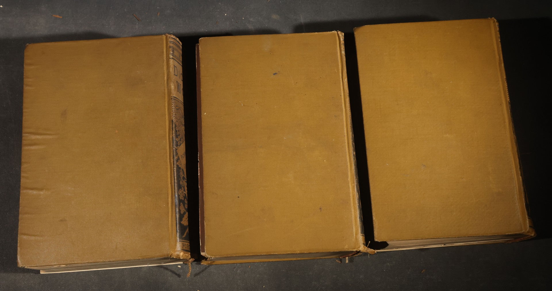 Trio of Antique "Dickens' Works" Illustrated Books including "The Pickwick Club," "Bleak House," and "A Tale of Two Cities," Published by Porter & Coates, Philadelphia, Pennsylvania, Poor Condition