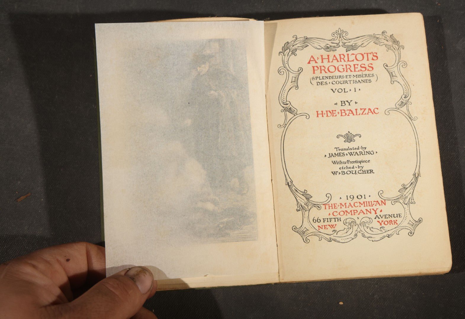 Trio of Antique Poetry and Literature Books including "A Harlot's Progress" by H. De Balzac, "Poems and Ballads" by Algernon Charles Swinburne, and "Rhymes of Childhood" by James Whitcomb Riley