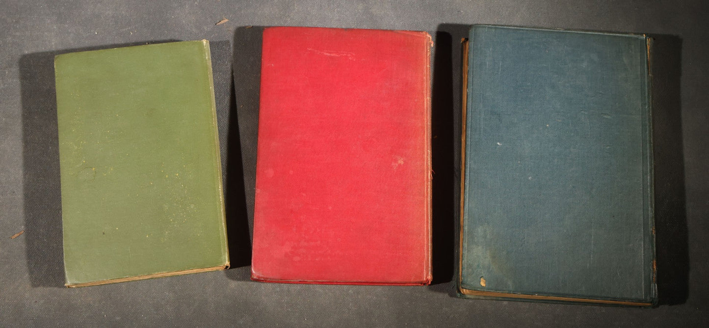 Trio of Antique Poetry and Literature Books including "A Harlot's Progress" by H. De Balzac, "Poems and Ballads" by Algernon Charles Swinburne, and "Rhymes of Childhood" by James Whitcomb Riley