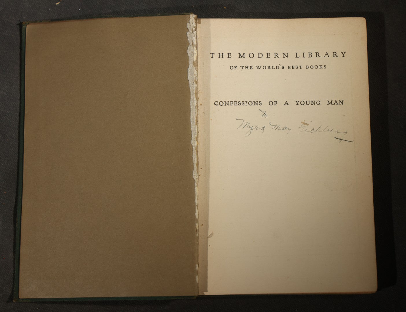 Trio of Antique Modern Library Books including "Poor People" by Dostoyevsky, "Confessions of a Young Man" by George Moore, and "Soldiers Three" by Rudyard Kipling, Published by Boni and Liveright, New York