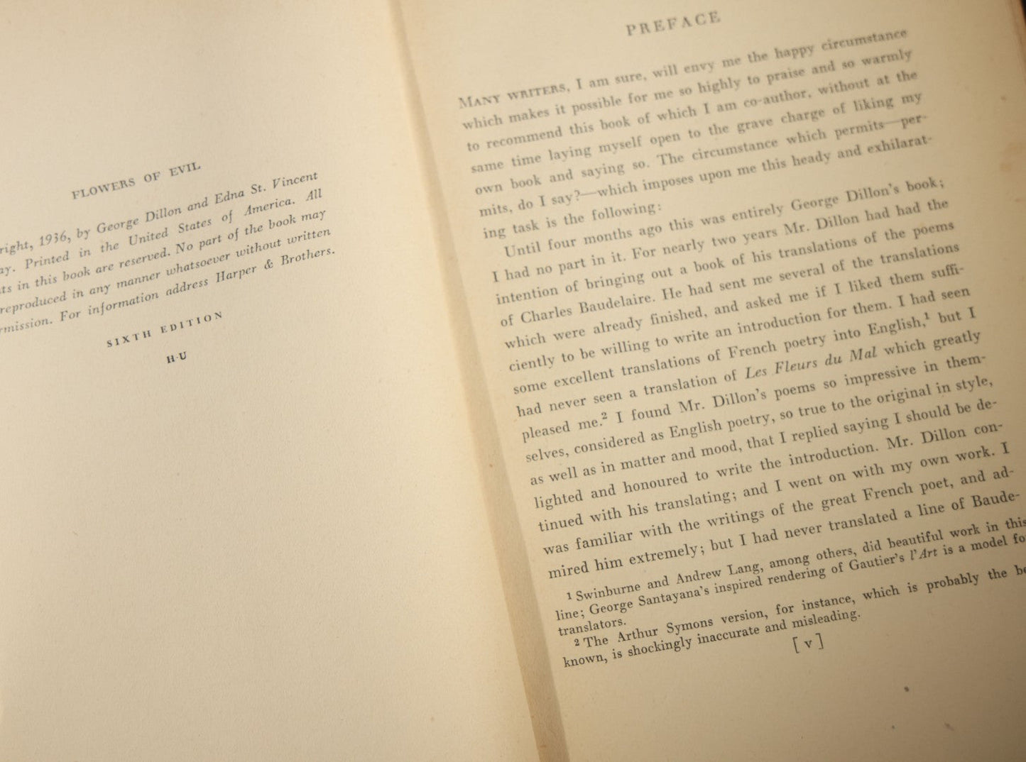 Trio of Antique and Vintage Poetry and Literature Books including "Candide" by Voltaire, "Candles That Burn" by Aline Kilmer, and "Flowers of Evil" by Charles Baudelaire