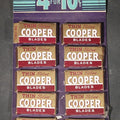 Lot 166 - Vintage Thin Blue Cooper Blades Countertop Display Card with 10 Unopened Blade Boxes, "4 for 10¢," Manufactured by Cooper Safety Razor Corp., Brooklyn, New York