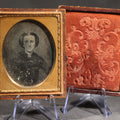 Lot 176 - Antique 1/9th Plate Daguerreotype Photograph of a Woman in a Dark Dress, Photographed by Mcclees & Germon, Philadelphia, Pennsylvania, Full Split Leatherette Case