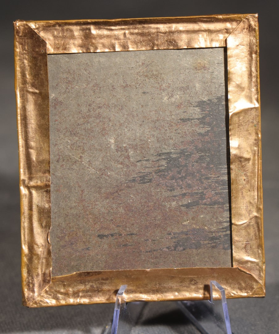 Antique 1/9th Plate Tintype Photograph of a Young Man in Suit and Bow Tie, Uncased with Brass Mat and Preserver