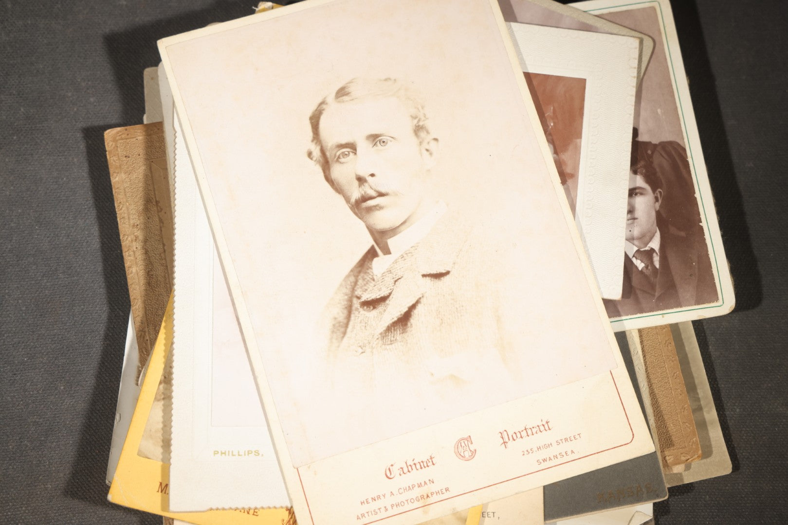 Grouping of 30+ Antique Board-Mounted, Cabinet Card, and Unmounted Photographs including Victorian and Edwardian Portraits, Landscapes, and Group Scenes