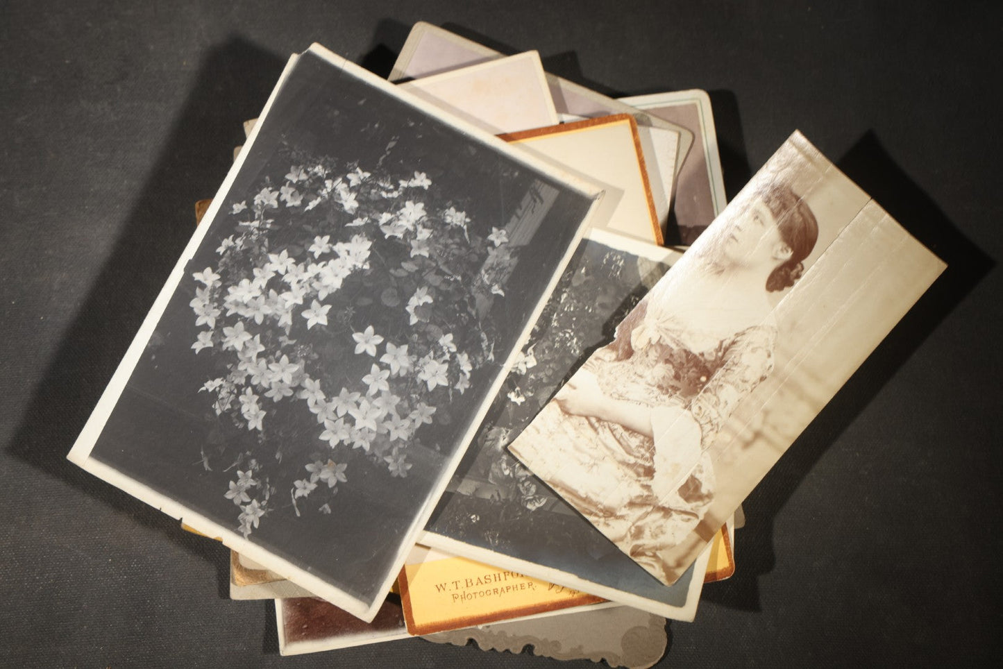 Grouping of 30+ Antique Board-Mounted, Cabinet Card, and Unmounted Photographs including Victorian and Edwardian Portraits, Landscapes, and Group Scenes