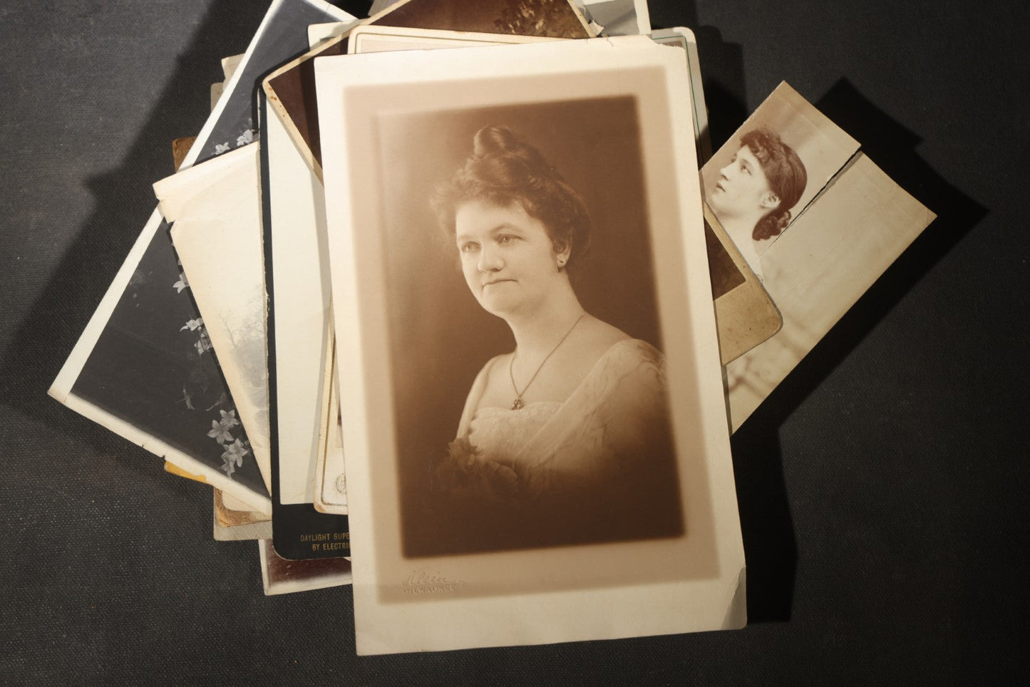 Grouping of 30+ Antique Board-Mounted, Cabinet Card, and Unmounted Photographs including Victorian and Edwardian Portraits, Landscapes, and Group Scenes