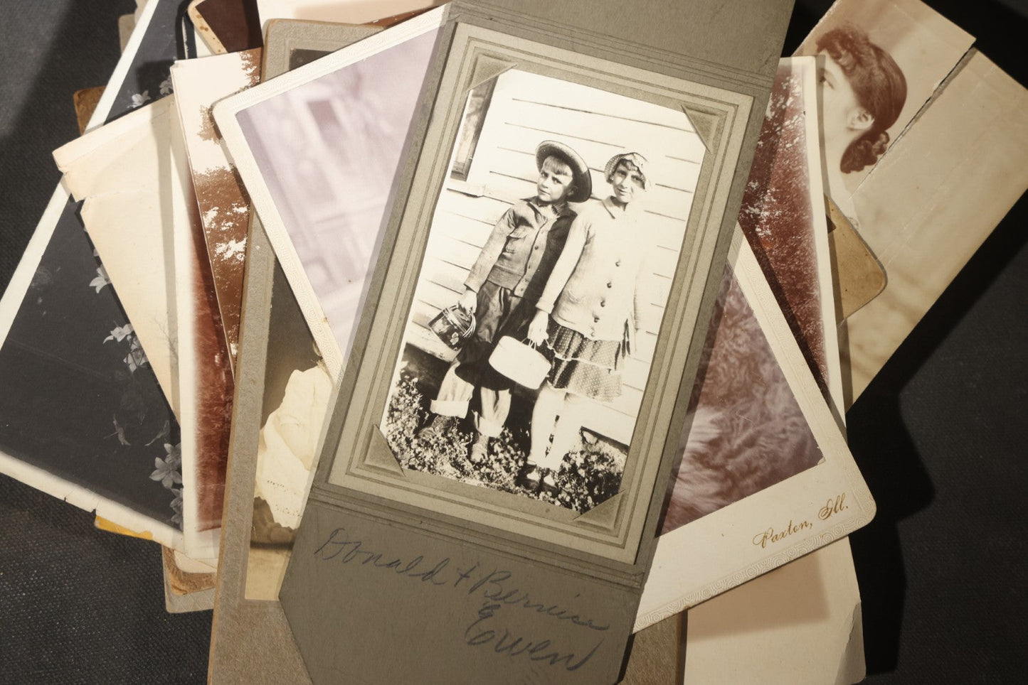 Grouping of 30+ Antique Board-Mounted, Cabinet Card, and Unmounted Photographs including Victorian and Edwardian Portraits, Landscapes, and Group Scenes