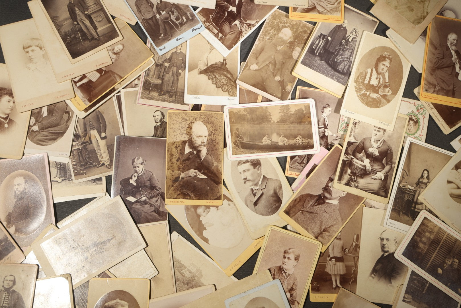 Grouping of 75+ Antique Carte De Visite C.D.V. Photographs and Ephemera, Primarily Scottish and British Studios including W.T. Bashford of Portobello, G.F. Roger of Broughty Ferry, and Morgan & Laing of Greenwich