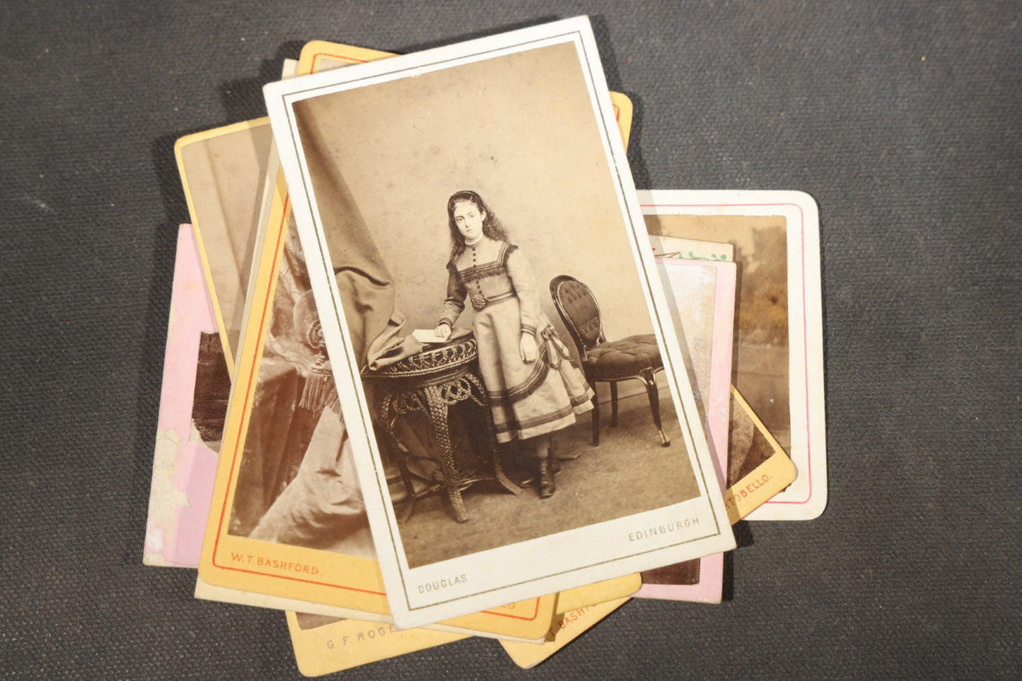 Grouping of 75+ Antique Carte De Visite C.D.V. Photographs and Ephemera, Primarily Scottish and British Studios including W.T. Bashford of Portobello, G.F. Roger of Broughty Ferry, and Morgan & Laing of Greenwich